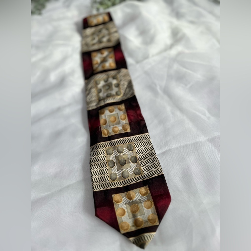 Bergamo New York Silk Abstract Tie Multicolor Vintage Retro Look